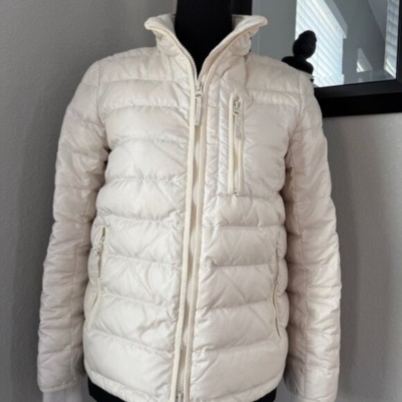 J CREW Ivory Cream Lightweight Down Puffer Winter Jacket Coat XS - Picture 2 of 15